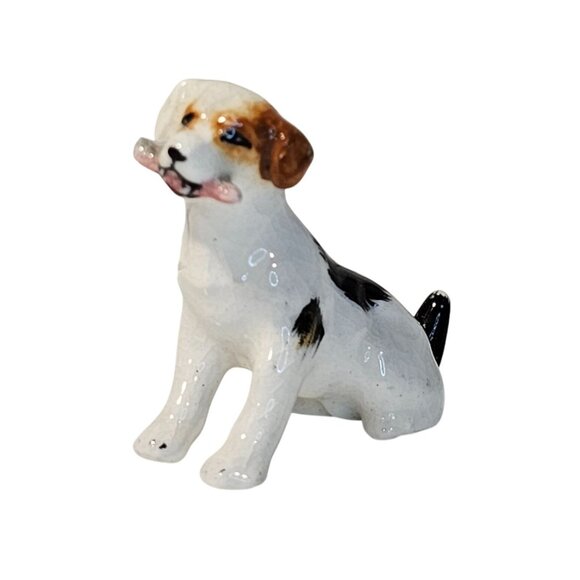 Vintage Japan Jack Russell Terrier Dog With Bone Miniature Figurine - Picture 1 of 8
